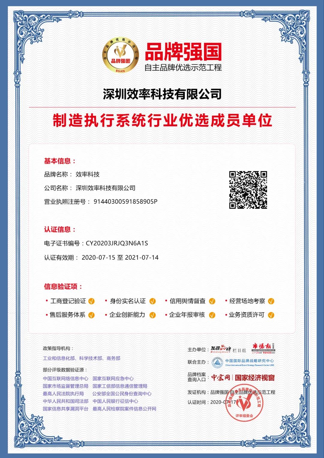 效率科技入選品牌強(qiáng)國示范工程 效率科技入選品牌強(qiáng)國示范工程