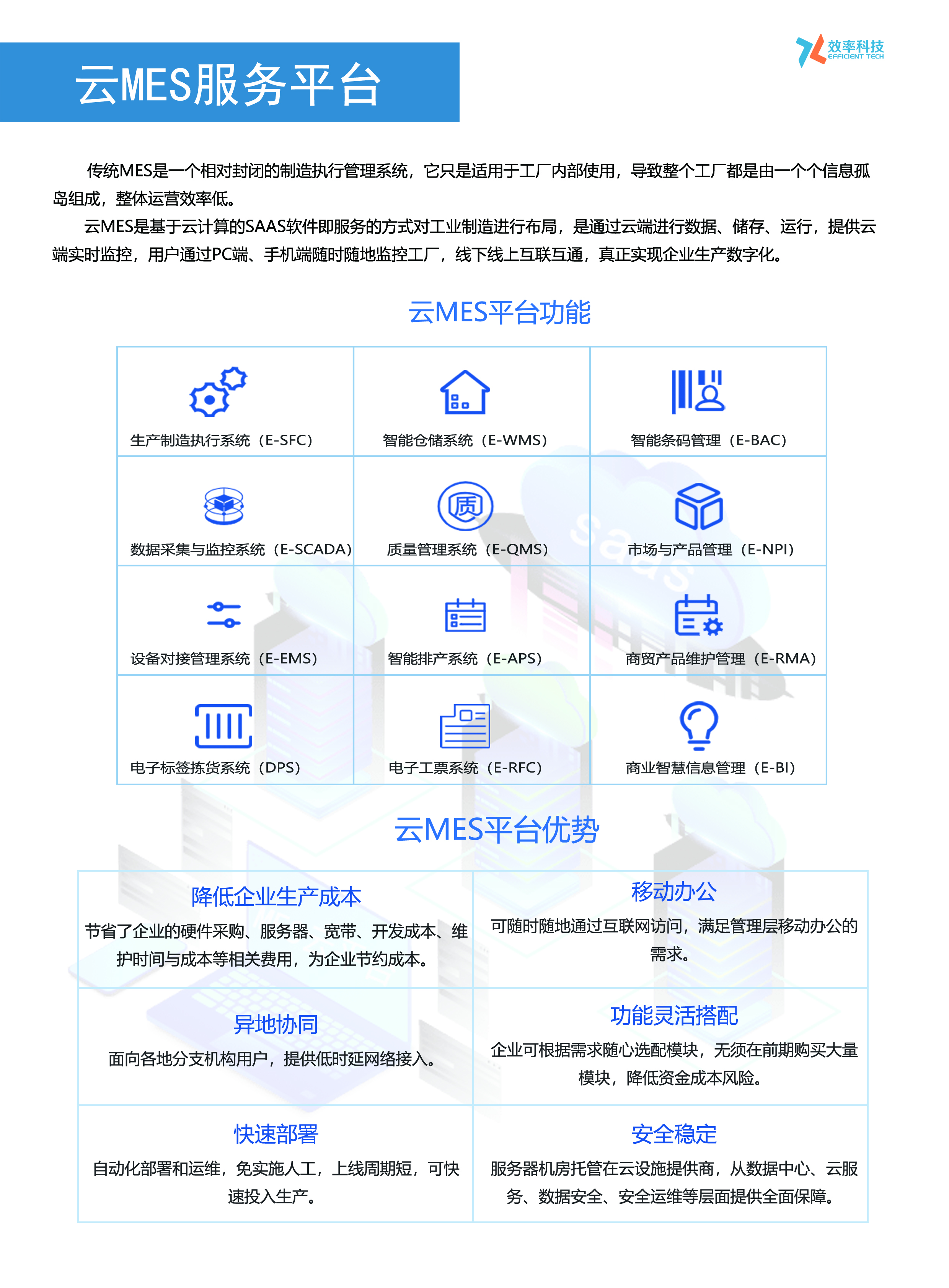 效率科技云mes服務平臺 效率科技云mes服務平臺